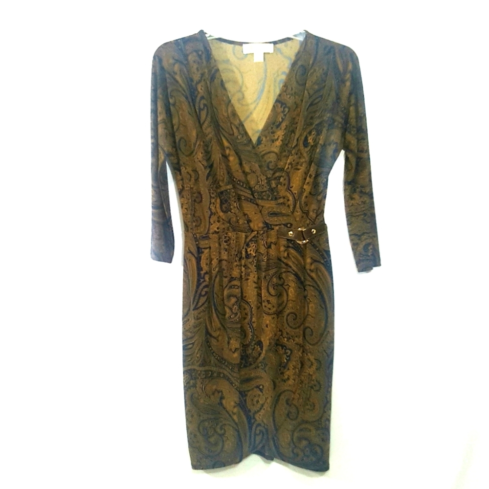 Michael Kors Blue and Brown Paisley Dress - Picture 1 of 7
